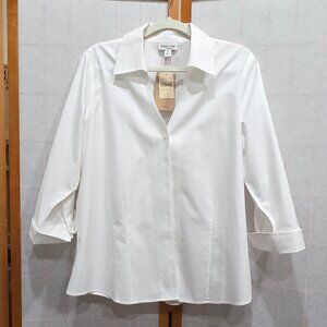 NWT White Coldwater Creek No Iron Button Down Shirt sz 1X